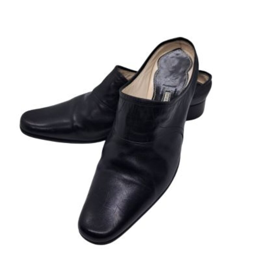Dries Van Noten Black Leather Mules Slides